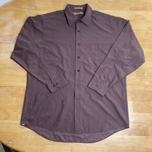 Milano Uomo Men's Button Up Long‎ Sleeve purple Shirt SZ 16 1/2 32/33
